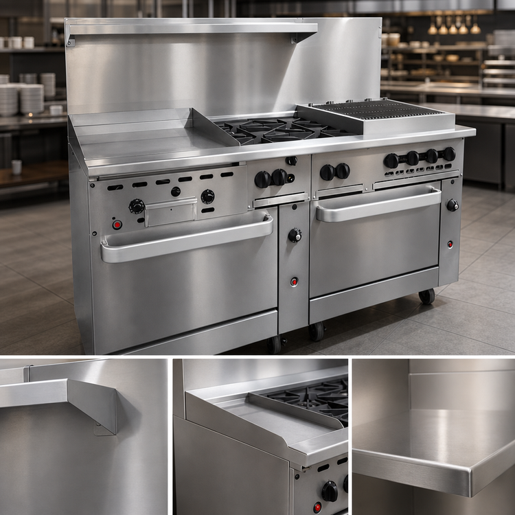 Product image #4 for Vulcan Endurance 72-Inch Gas Restaurant Range with 24-Inch Manual Griddle, 4 Open Burners, 24-Inch Charbroiler, and 2 Standard Ovens