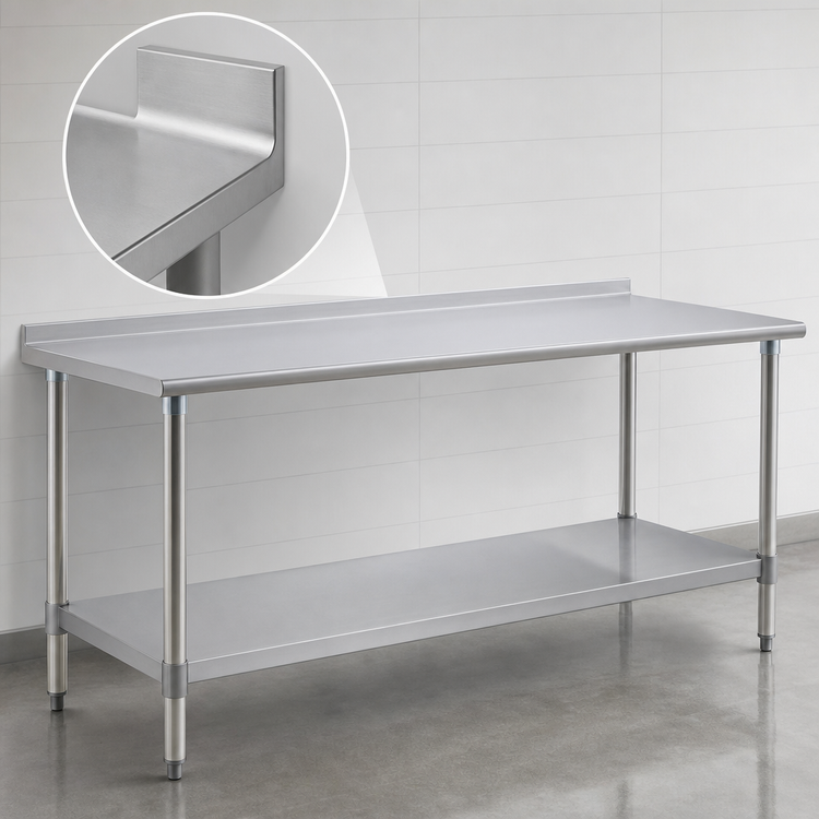 Product image #4 for Eagle Deluxe Series 108-Inch W x 36-Inch D Stainless Steel Work Table with Rear Upturn and Adjustable Undershelf