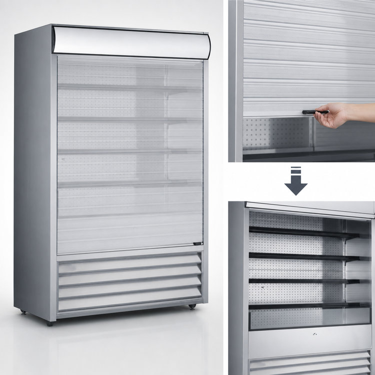 Product image #4 for Omcan 72-Inch Open Refrigerated Floor Display Case, 37 Cu. Ft., Self-Contained, 220V