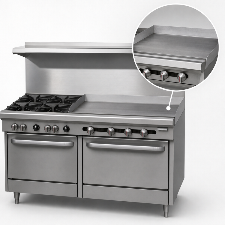 Product image #4 for Southbend S-Series 60-Inch Gas Restaurant Range with 6 Open Burners, 24-Inch Griddle, Standard Oven and Cabinet Base