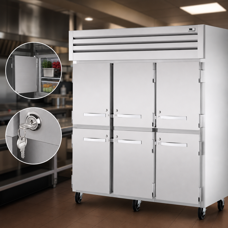 Product image #4 for True SPEC SERIES Three-Section Reach-In Freezer with 6 Half Stainless Steel Doors, -10°F, Top-Mounted Self-Contained Refrigeration