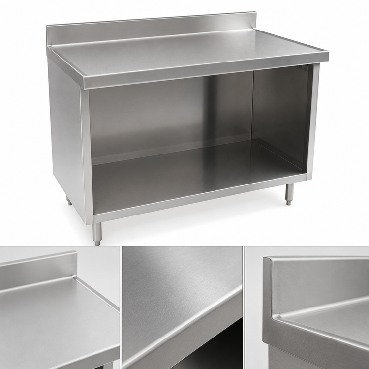 Product image #4 for Spec-Master Marine Series 60" x 24" Stainless Steel Underbar Work Table with Open Front Cabinet Base