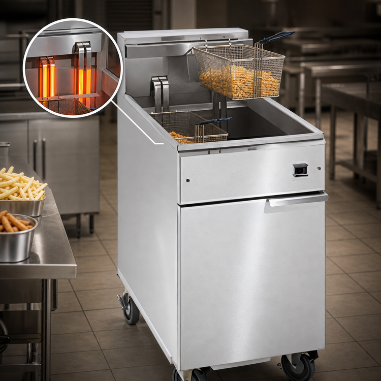 Product image #4 for Imperial IFS-75-EU 75 lb. Electric Floor Fryer, 18 kW, Tilt-Up Elements
