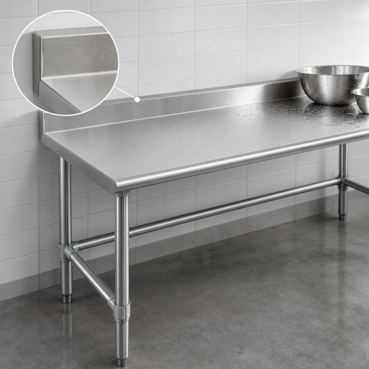Product image #4 for Spec-Master Marine Series 144-Inch x 24-Inch 14-Gauge Stainless Steel Work Table with 4-1/2-Inch Backsplash