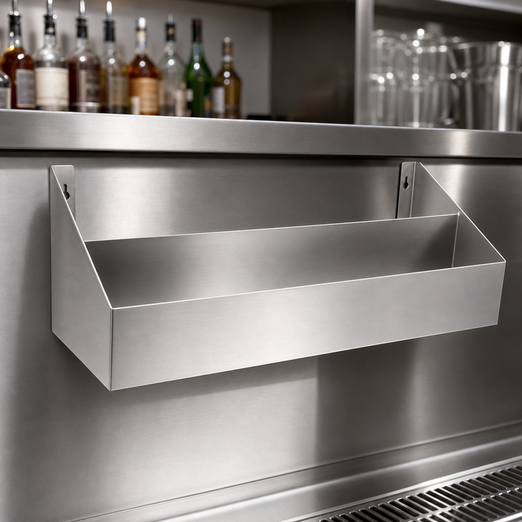 Product image #4 for John Boos 42-Inch Double-Tier Underbar Speed Rail with Keyhole Mount, Stainless Steel