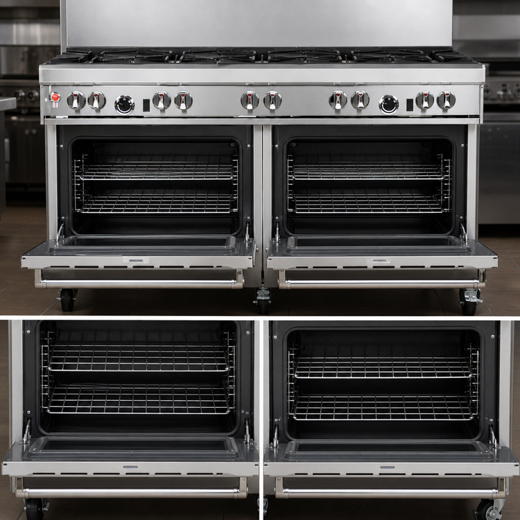 Product image #4 for Ultimate 60-Inch Commercial Gas Restaurant Range with 9 Open Burners and 2 Standard Ovens