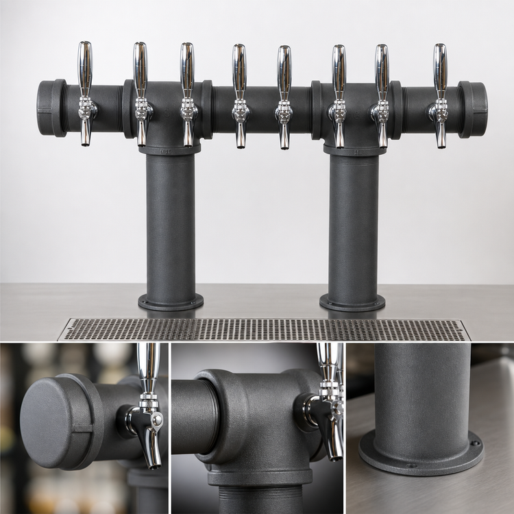 Product image #4 for Micro Matic USA 8-Faucet Air-Cooled Cast Iron Pipe Draft Beer Tower with Cerakote Finish for Pro-Line Units