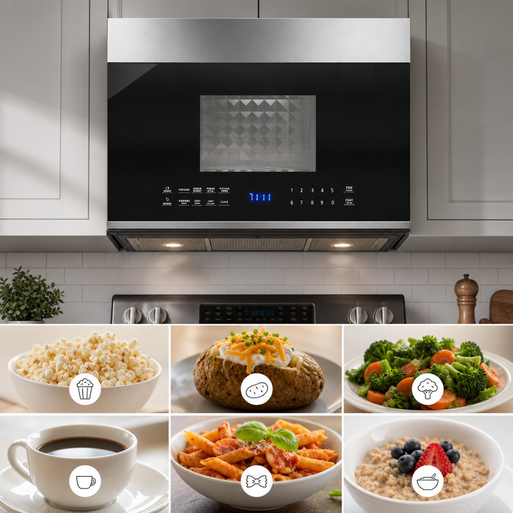 Product image #4 for 1.3 Cu. Ft. Over-the-Range Microwave Oven with 300 CFM Recirculating Vent Hood, 1000W, Stainless Steel
