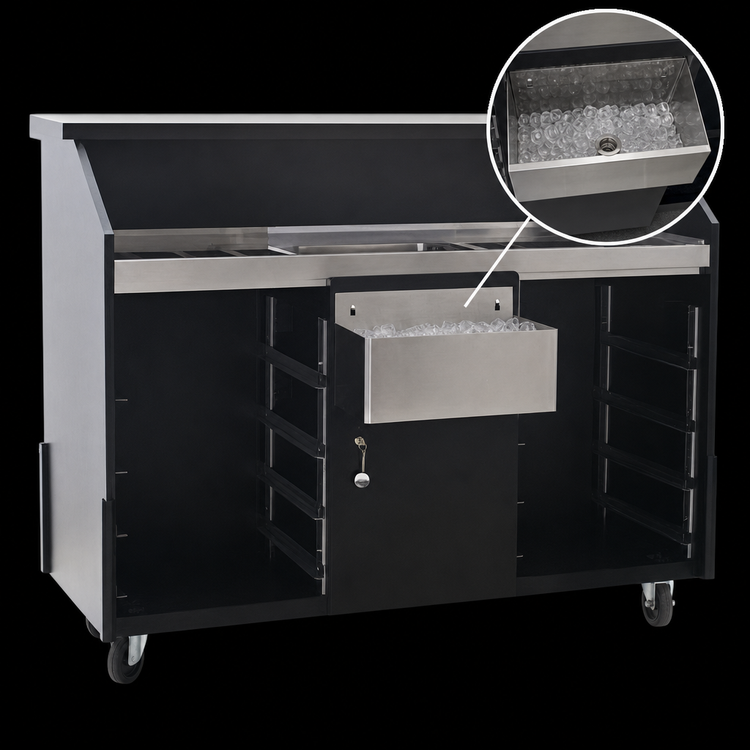 Product image #4 for Deluxe 63-Inch Indoor Portable Bar with Stainless Steel Work Surface, Ice Bin and Speed Rails