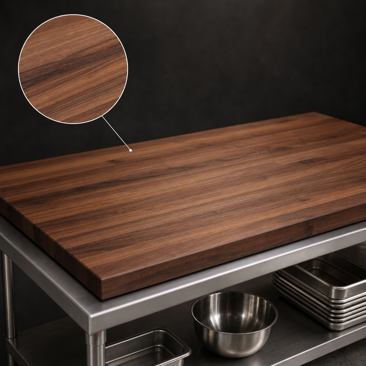 Product image #4 for John Boos Boos Block American Black Walnut Kitchen Countertop, Flat, Varnique Finish, 144 x 48 x 1-3/4 Inch