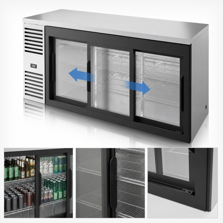 Product image #4 for True Premier Bar 72-Inch Three-Section Refrigerated Back Bar Cooler with 3 Sliding Glass Doors