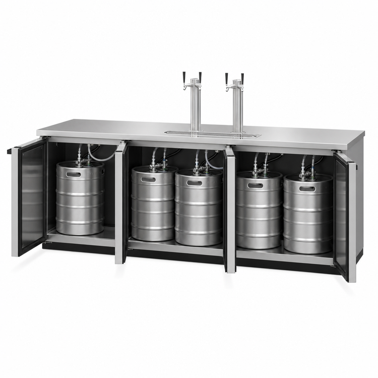 Product image #4 for Hoshizaki DD95-S Three-Section Direct Draw Draft Beer Cooler with 2 Towers, 4 Faucets, 5 Half-Keg Capacity