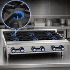 Thumbnail image #4 for Imperial IHPA-8-48 48-Inch Commercial Countertop Gas Hot Plate with 8 Open Burners, Standing Pilots, Stainless Steel Front and Sides