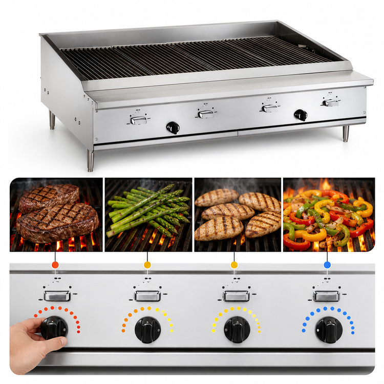 Product image #4 for Vulcan IRX Technology VTEC48 Countertop Gas Infrared Charbroiler, 47-1/2 Inch, 4 Burner, 88,000 BTU