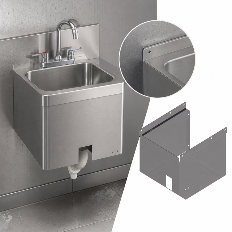 Product image #4 for John Boos Stainless Steel Splash Mount Apron for PBHS 9" x 9" Wall Mount Hand Sink