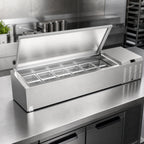 Thumbnail image #4 for Serv-Ware TR46-HC 46-Inch Refrigerated Countertop Topping Rail, 8 x 1/6 Pan Capacity, 304 Stainless Steel, 115V