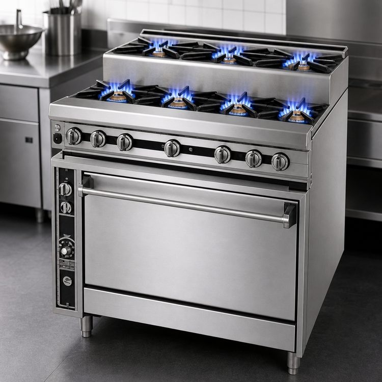 Product image #4 for Titan JTRHE-4-3-36C 36-Inch Heavy Duty Gas Range with 7 Open Burners and Convection Oven