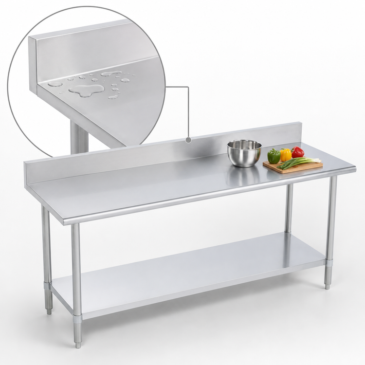 Product image #4 for Duke 108-Inch x 36-Inch Stainless Steel Work Table with 5-Inch Riser and Undershelf