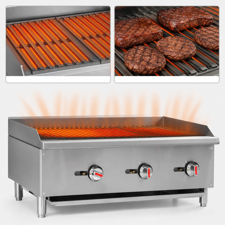 Product image #4 for Serv-Ware 36-Inch Wide Natural Gas Radiant Charbroiler with 3 Burners
