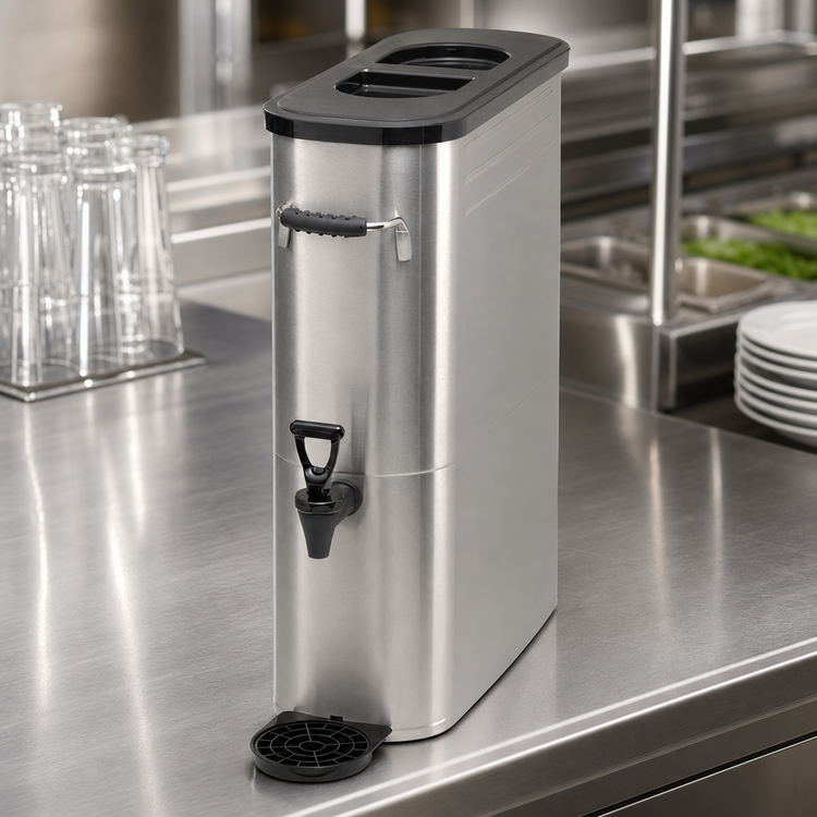Product image #4 for Winco SSBD-5 5-Gallon Stainless Steel Tower Iced Tea Dispenser with Drip Tray
