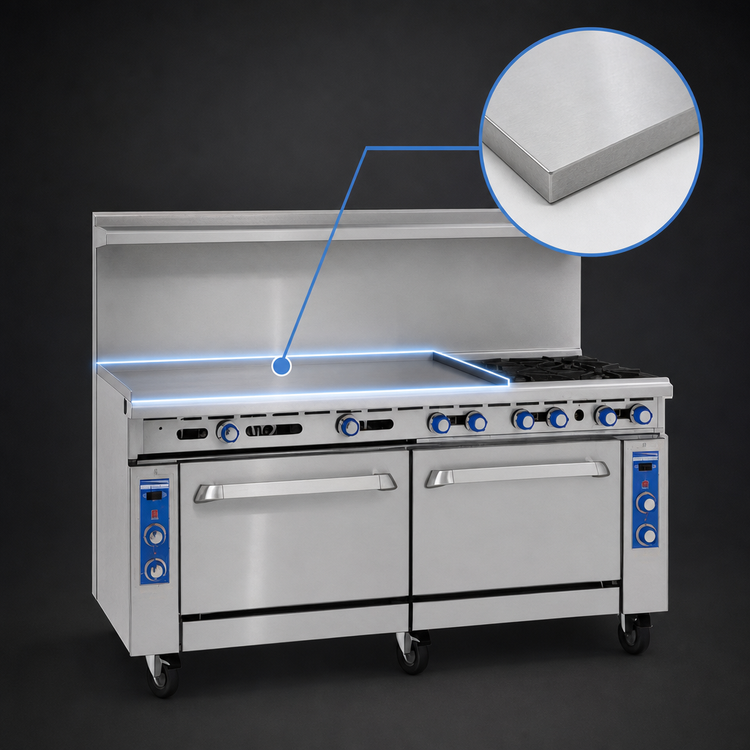Product image #4 for Imperial Pro Series 72-Inch Gas Restaurant Range with 2 Open Burners, 60-Inch Griddle, and 2 Standard Ovens