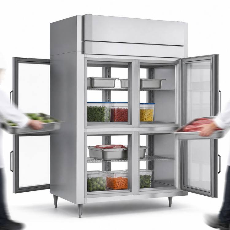 Product image #5 for Victory UltraSpec Extra-Wide Pass-Thru Two-Section Glass Half-Door Freezer