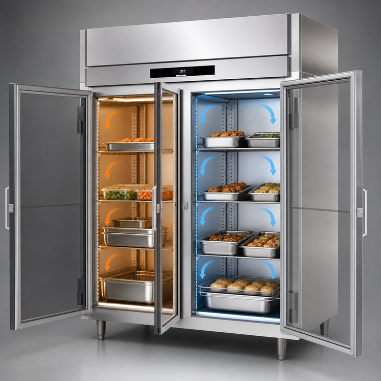 Product image #4 for Victory UltraSpec Pass-Thru Two-Section Heated Holding Cabinet with 4 Glass Doors, 55.6 Cu. Ft.