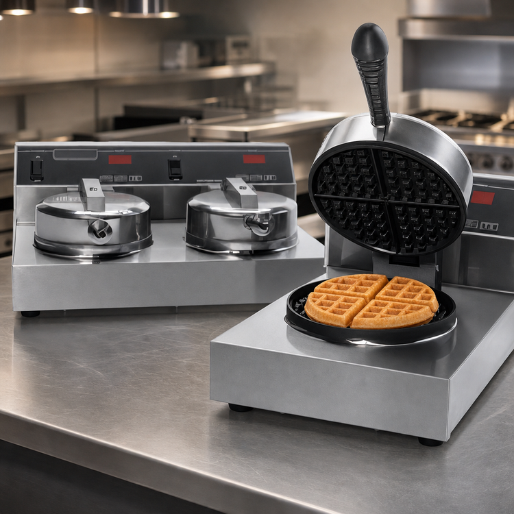 Product image #4 for Silverstone Dual Round Countertop Commercial Waffle Baker with Digital Controls, 240V