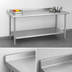 Thumbnail image #4 for Duke 108-Inch x 30-Inch 16-Gauge Stainless Steel Work Table with 1-1/8-Inch Straight Riser and Stainless Undershelf