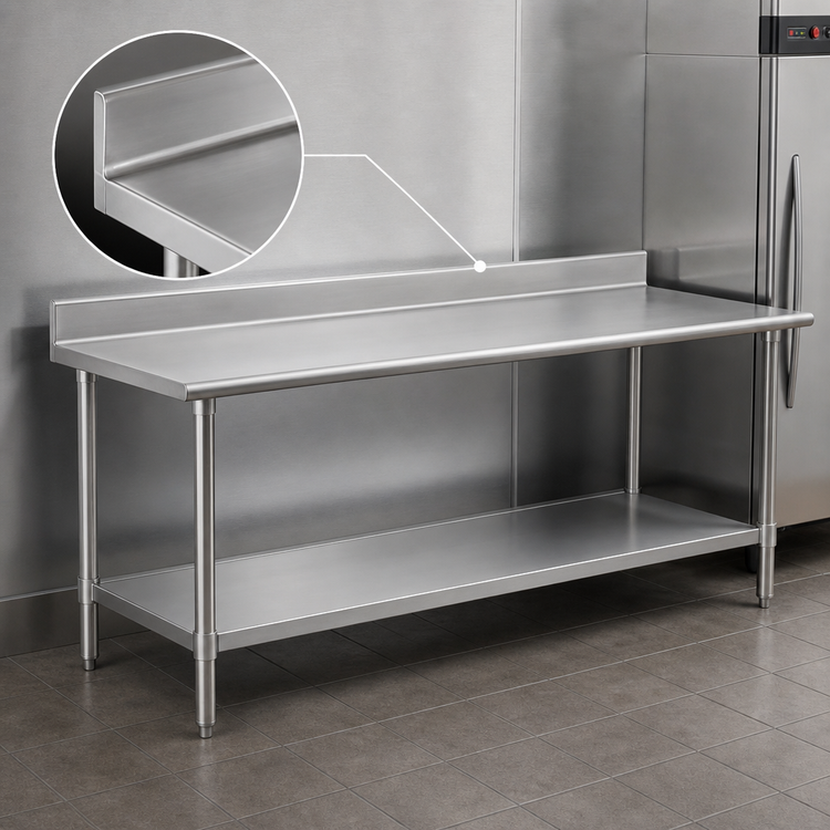 Product image #4 for Eagle Group Spec-Master 144-Inch x 36-Inch Stainless Steel Work Table with 4-1/2-Inch Backsplash and Undershelf