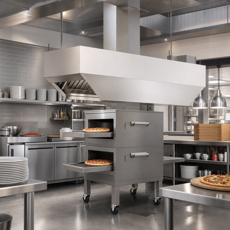 Product image #5 for Avtec SimpleSpec Island Conveyor Pizza Oven Hood, 98 x 42 x 24 Inches, Type I/II
