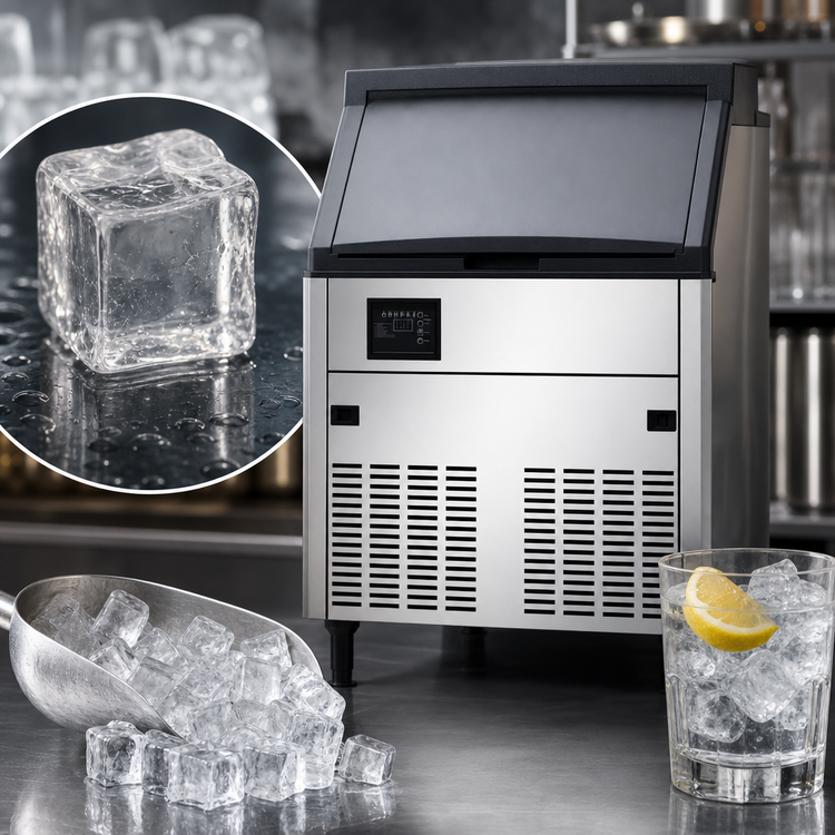 Product image #4 for Resolute Ice Systems Full-Size Dice Cube Ice Machine with Integrated 80 lb Bin, Air-Cooled, 280 lb/Day