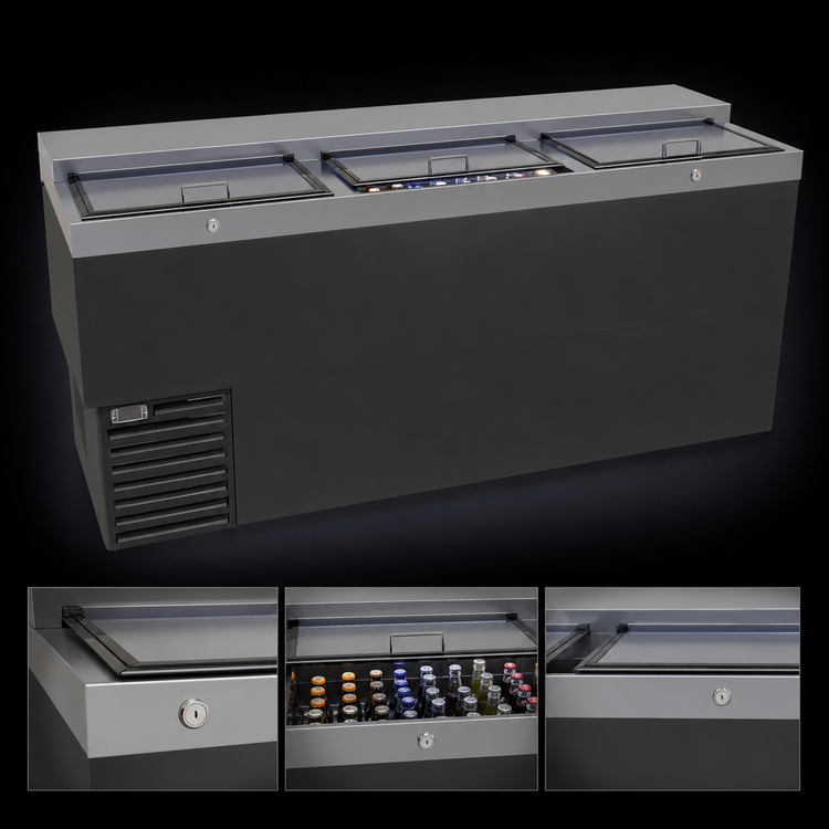 Product image #4 for Glastender 72-Inch Flat Top Bottle Cooler with 3 Sliding Doors
