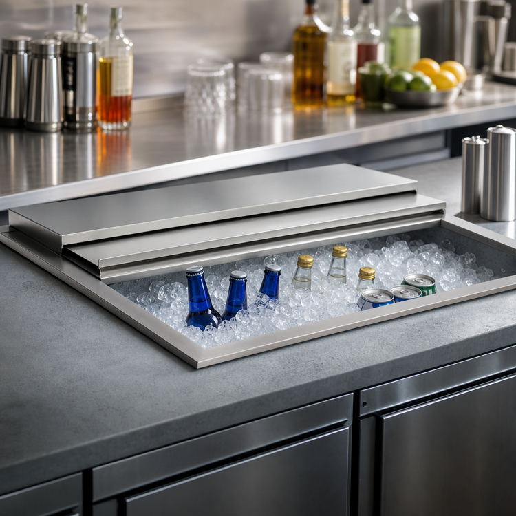 Product image #4 for Top Shelf DI30IC 32-Inch Wide Drop-In Ice Chest with Sliding Cover, 65 lb. Capacity