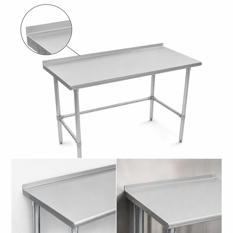 Product image #4 for John Boos Stallion 84-Inch x 30-Inch Stainless Steel Work Table with 1-1/2-Inch Rear Up-Turn and Safety Edge