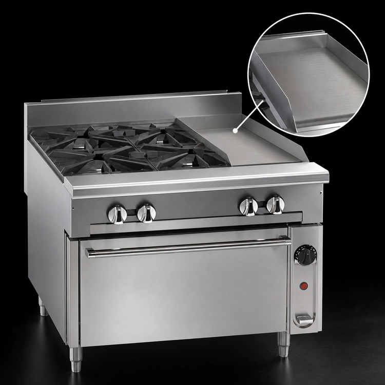 Product image #4 for 36-Inch Heavy Duty Modular Gas Range with 2 Open Burners and 18-Inch Manual Griddle