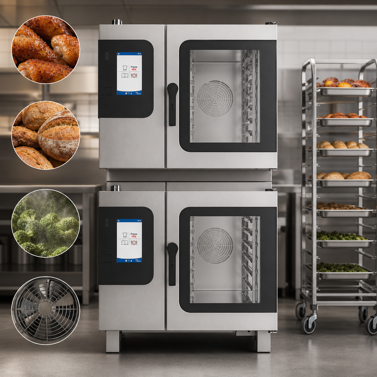 Product image #5 for Convotherm Maxx Pro K-12 Electric Double Stacked Combi Oven Package with (6) Half-Size and (10) Half-Size Pan Capacity