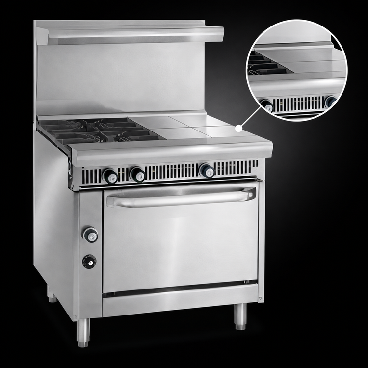 Product image #4 for Imperial Spec Series 36-Inch Heavy Duty Gas Range with 3 Open Burners, 3 Hot Tops, and Standard Oven