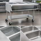 Thumbnail image #4 for Eagle Group SPHT5-208-3 5-Well Electric Portable Sealed Hot Food Table, Stainless Steel, Open Base, 208V 3-Phase