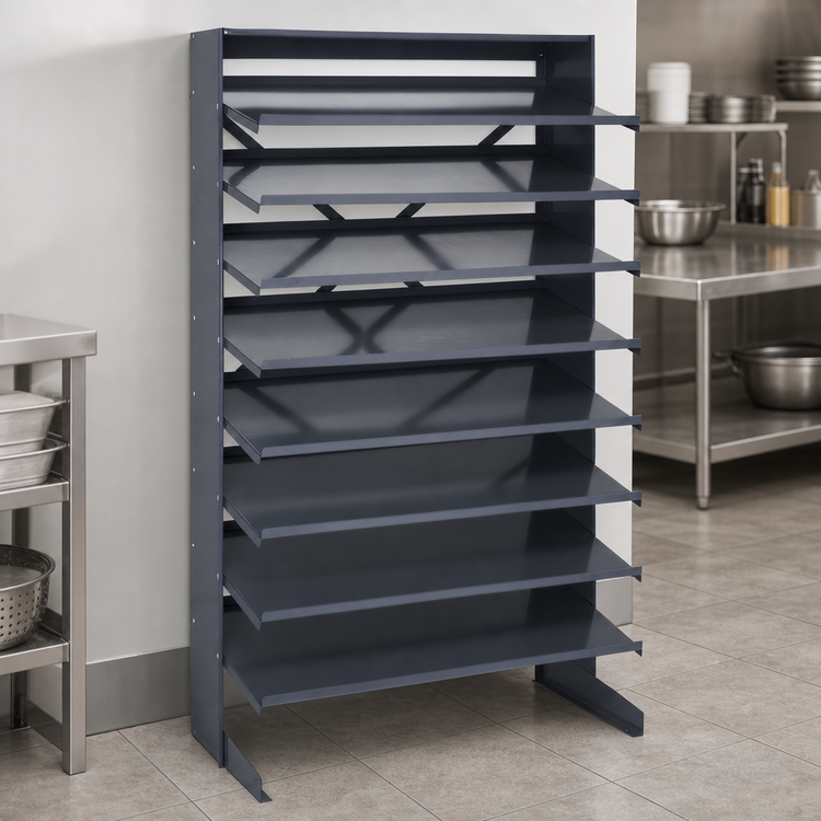 Product image #4 for Quantum Sloped Single-Sided Steel Pick Rack with 8 Shelves, 36 x 18 x 60 Inches