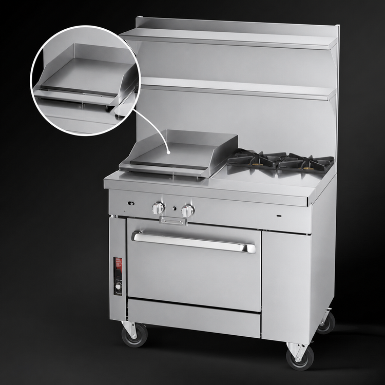 Product image #4 for Southbend Platinum 32-Inch Gas Heavy Duty Range with 2 Open Burners, 16-Inch Griddle and Cabinet Base