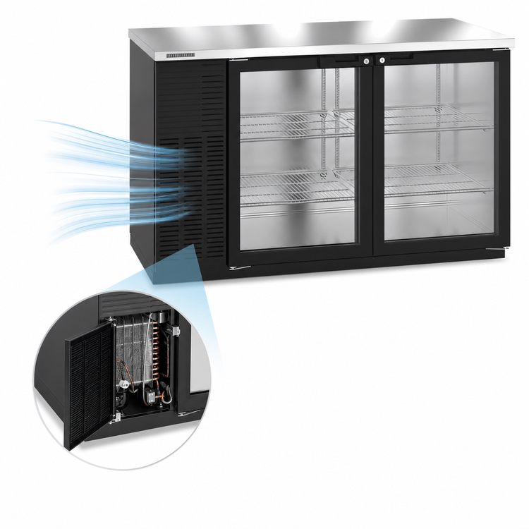 Product image #4 for Hoshizaki BB59-G 59-1/2-Inch Two-Section Back Bar Cooler with Glass Swing Doors