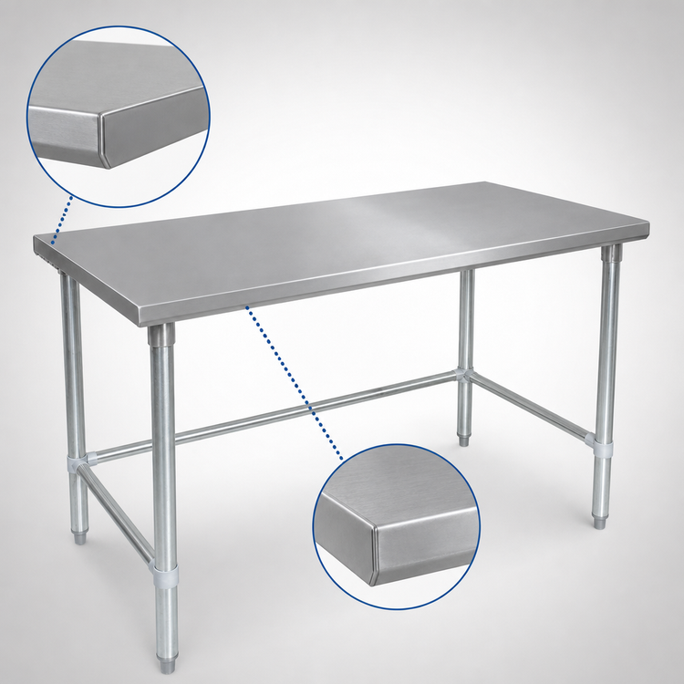 Product image #4 for John Boos Stallion 84" x 36" Stainless Steel Work Table with Safety Edge and Galvanized Legs