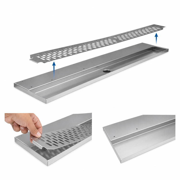 Product image #4 for Glastender 30-Inch Underbar Stainless Steel Drink Rail with Right Drain
