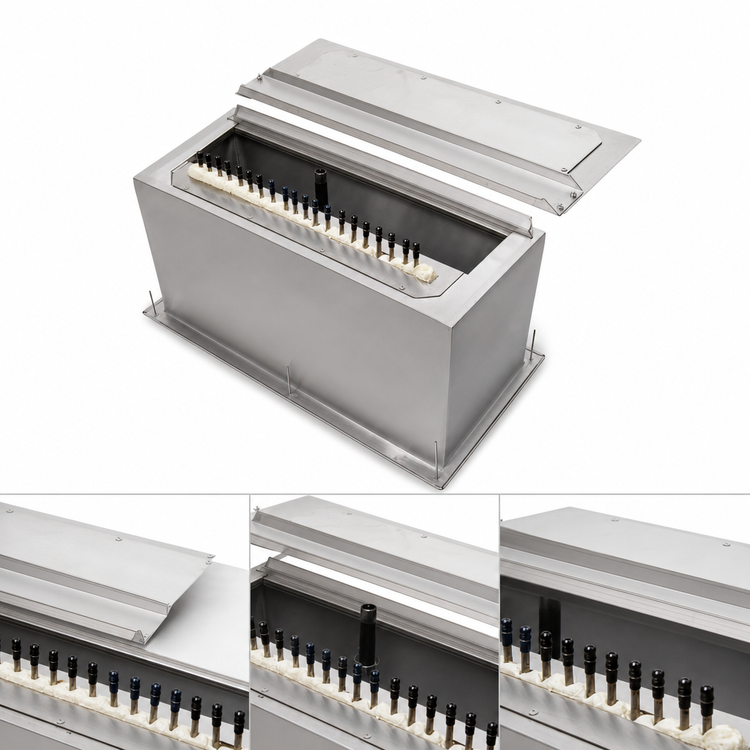 Product image #5 for John Boos 34-Inch x 20-Inch Drop-In Stainless Steel Ice Bin with 10-Circuit Cold Plate, Sliding Lid, and Drain