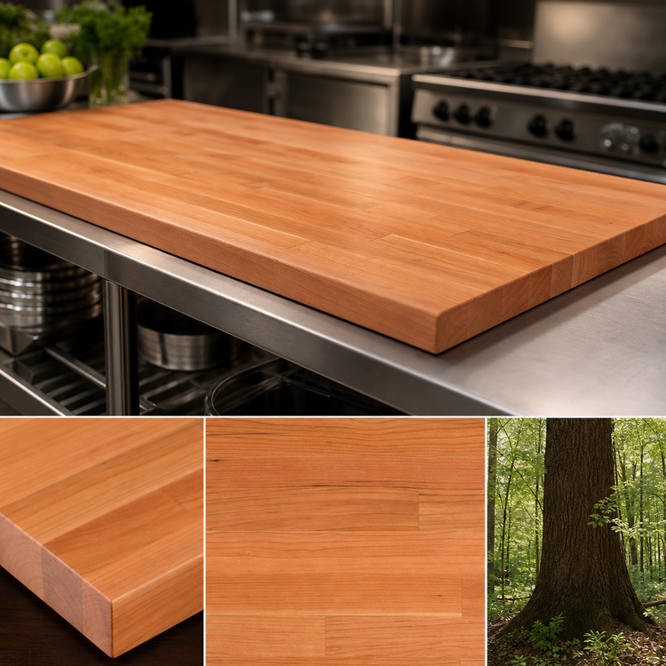 Product image #4 for Boos Block American Cherry Blended Edge Grain Kitchen Countertop, 120 x 38 x 1-1/2 Inch, Varnique Finish