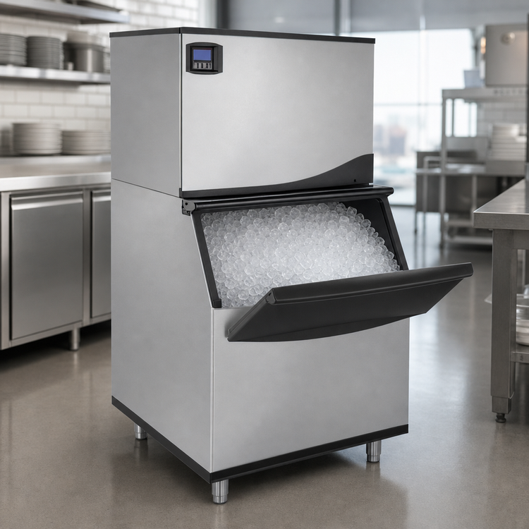 Product image #4 for Maxx Ice Intelligent Series 30 Inch Air-Cooled Modular Half Dice Cube Ice Machine with 470 lb Storage Bin