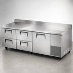 Thumbnail image #4 for True Mfg. - General Foodservice TWT-93D-4-HC Deep Three-Section Worktop Refrigerator with 1 Door, 4 Drawers, Stainless Steel Top