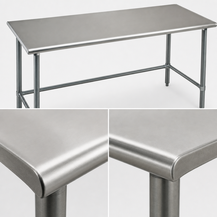 Product image #4 for Spec-Master 108-Inch x 36-Inch 14-Gauge 304 Stainless Steel Flat Top Work Table with Galvanized Tubular Base