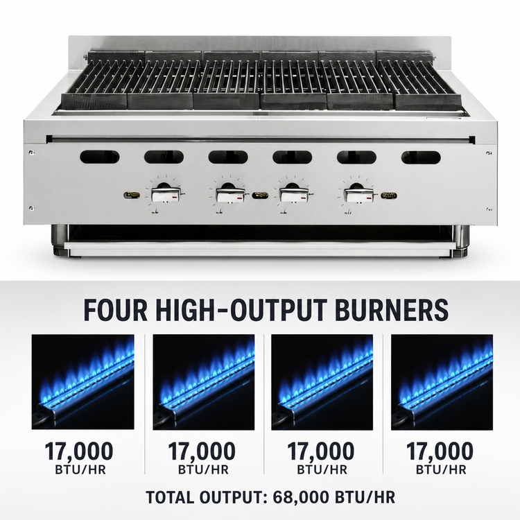 Product image #4 for Vulcan Achiever VACB25 Heavy-Duty Countertop Gas Charbroiler, 25-1/8-Inch Wide, 4 Burner